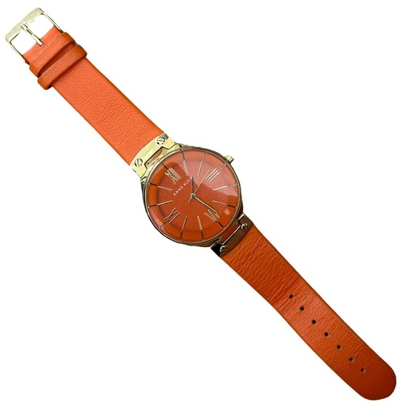 ANNE KLEIN • Orange & Gold Leather Watch - Picture 5 of 10